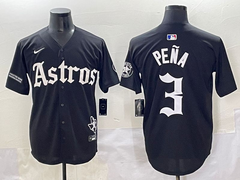 Men 2025 Houston Astros #3 Pena Black Five generations Joint Name Nike MLB Jersey style 22